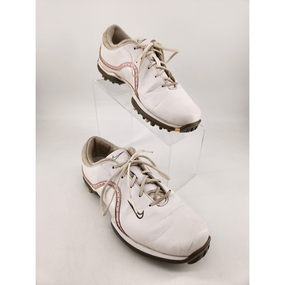 Nike Ace Golf Shoes Womens 7 White Pink 418368-161 Lace Up Leather Athletic